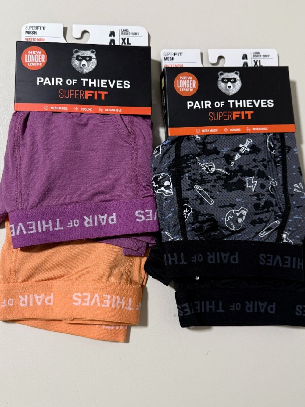 Bundle of (2) 2-Pk Pair of Thieves Super Fit Long Boxer Briefs XL